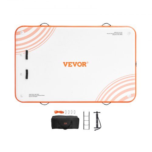Uppblåsbar flytande brygga 243x152 cm vit orange, halkfri PVC