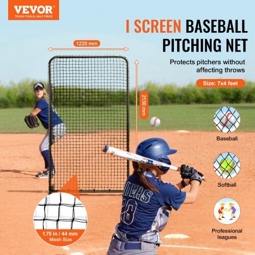 Baseball-turvaverkko 122x91x213 cm, musta, teräs, siirrettävä