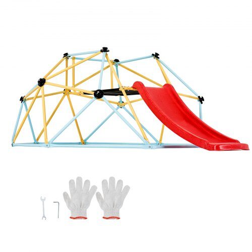 Klätterkupol, Geometrisk klätterställning med rutschkana, 183x244x91.5 cm, Utomhuslekutrustning