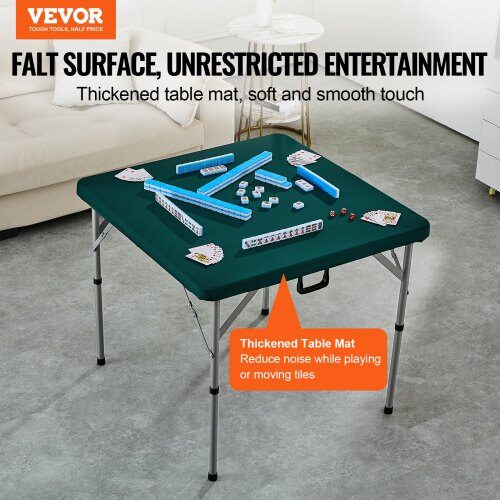 Mahjongbord 86x86x74 cm hvid, sammenklappeligt spillebord
