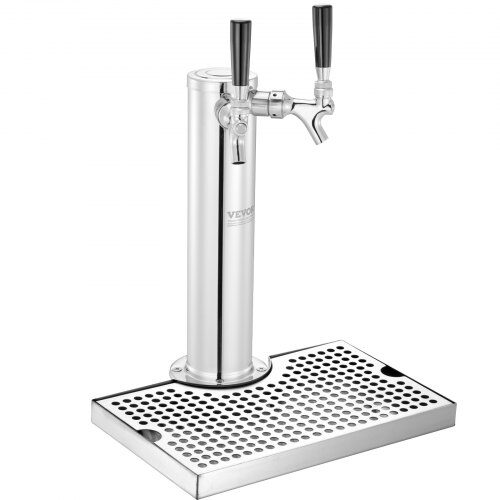 Kegerator Tornkit, Dubbelkran Öl-dispenser, 17.5x11.5x43.5 cm, Rostfritt Stål