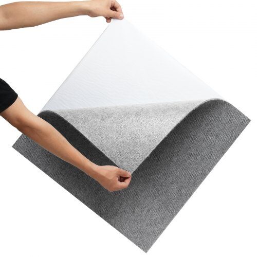 Tæppefliser, 61x61x0.5 cm, Lysegrå, Selvklæbende Gulvbelægning