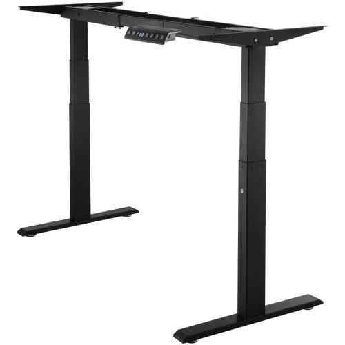 Stående skrivebordsstel, justerbar højde 65-129 cm, sort, dobbelt motor
