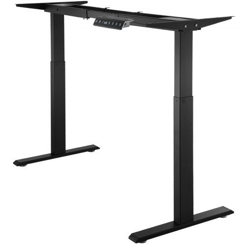 Stående skrivbordsstativ, justerbar höjd dubbla motorer, 110x58x70 cm, svart, stål