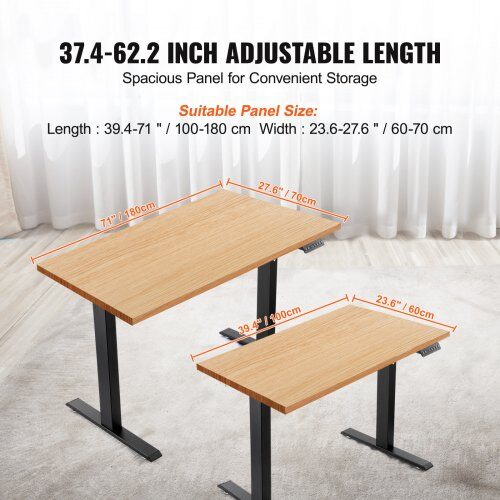 Stående skrivebordsstel, Justerbart 70-117x95-158 cm, Sort, Elektrisk, Ergonomisk