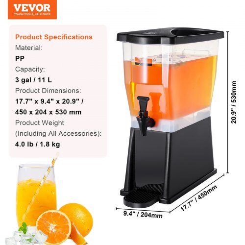Dryckesdispenser, 45x20.4x53 cm, Plast