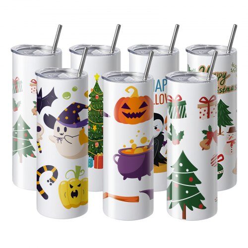 Tumbler sæt, 50 stk. lige sublimation, 7,5x21 cm, rustfrit stål