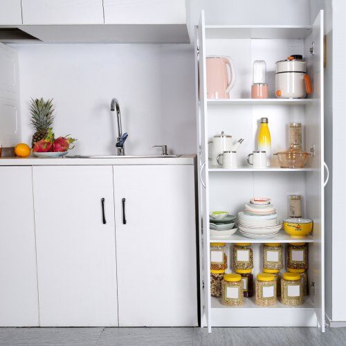 Spisekammer Skab, 30.5x61x152.9 cm, Hvid, Justerbare Hylder