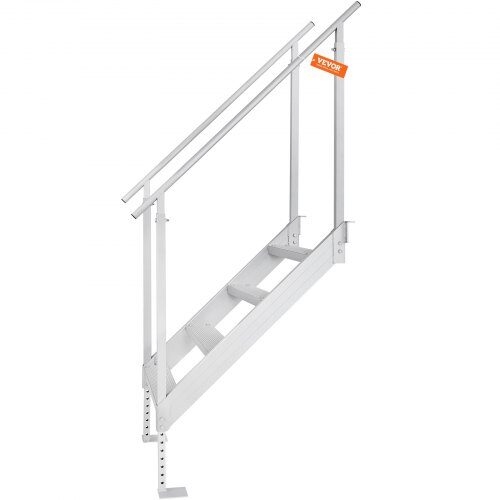 Badeltrappe, 4 trin med dobbelte gelændere, 80x185x175 cm, aluminium
