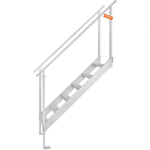 Badeladder til bådebro, 6 trin, 109.2x129.5 cm højdejusterbar, aluminium