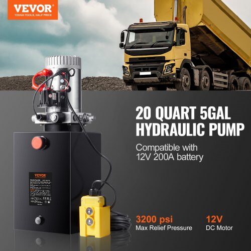 Hydraulisk pump, 20 liters enkelverkande kraftenhet, 61.5x25x25 cm, stål