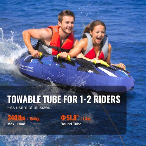 Trækbar tube, oppustelig vandsportstube til 1-2 personer, 131.5x33.5 cm, nylon