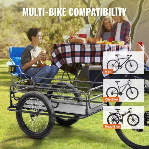 Cykeltransportkärra, 163x73x58 cm, Svart, Ram i kolfiberstål