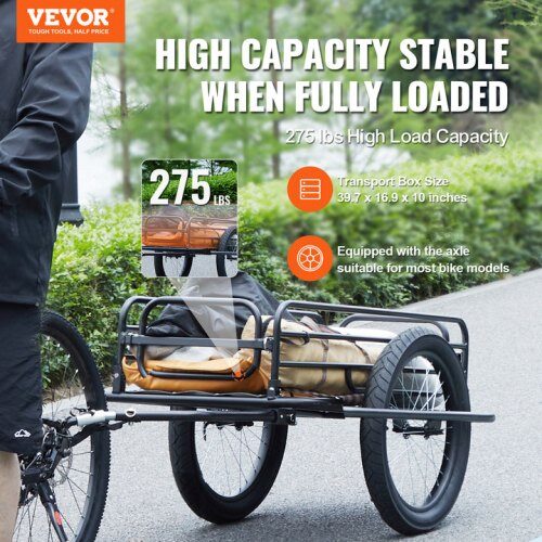 Cykeltransportkärra, 163x73x58 cm, Svart, Ram i kolfiberstål