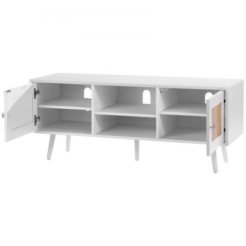 TV-bord, 120x40x49 cm, Hvid, Rattan