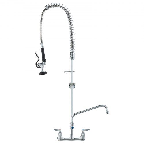 Kommersiell köksblandare, 119,4 cm höjd, 30,5 cm pip, mässing, väggmonterad, utdragbar dusch
