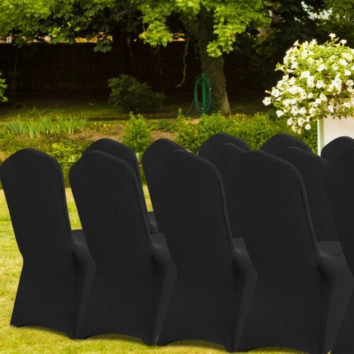 Sammenklappelige stolebetræk, strækbar spandex universal pasform, 56x45x93.5 cm, sort