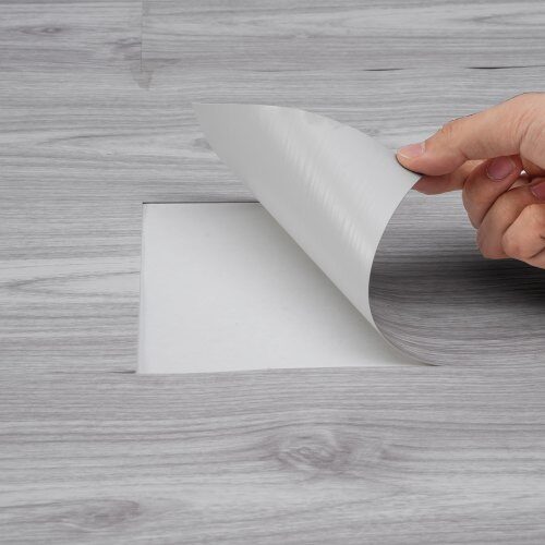 Vinylgulvfliser, 91.4x15.2 cm, lysegrå, træstruktur, selvklæbende