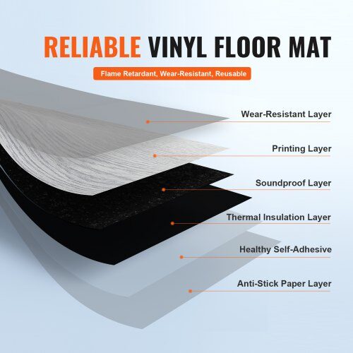 Vinylgulvfliser, 91.4x15.2 cm, lysegrå, træstruktur, selvklæbende