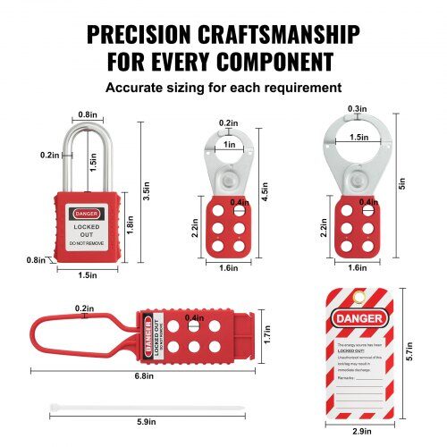 Lockout Tagout-kit, 47 delar, 28x9x25 cm, Säkerhet