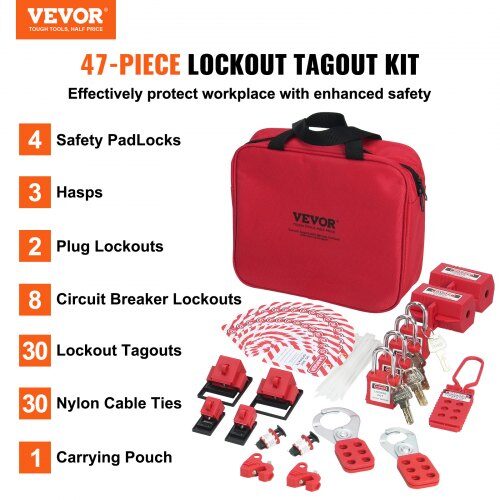 Lockout Tagout-kit, 47 delar, 28x9x25 cm, Säkerhet