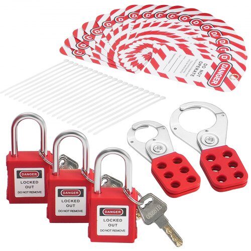 Lockout Tagout-sæt, 60-delt elektrisk sikkerhedssæt, industriel, nylon stål PVC