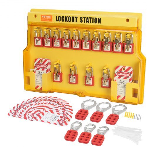 Lockout Tagout-kit, 60-delars elektriskt säkerhetspaket, industriell, nylon stål PVC