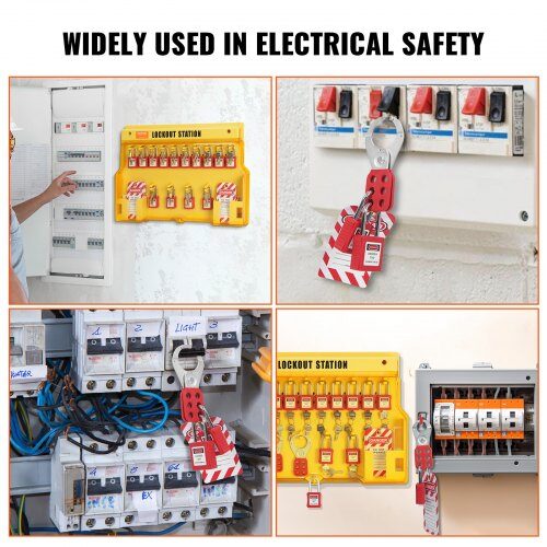 Lockout Tagout-kit, 60-delars elektriskt säkerhetspaket, industriell, nylon stål PVC