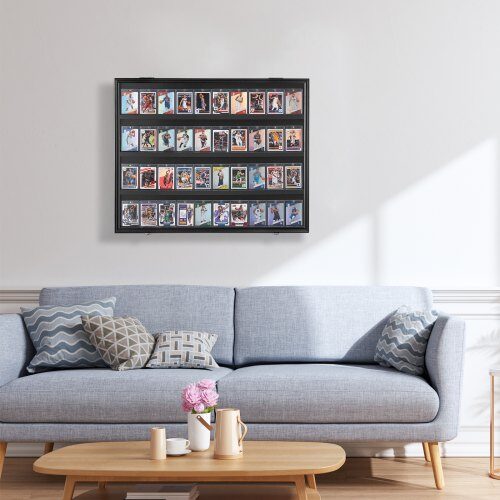 Sports kort udstillingsboks, 77.5x61.7x5.3 cm, Sort, Låsbart træramme