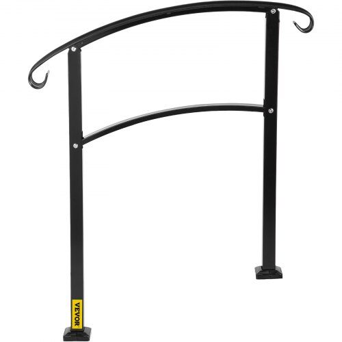 Handledare, 3-stegs trappräcke i smidesjärn, 63.5x97x106 cm, svart