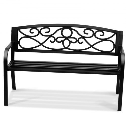 Udendørs bænk, 52.7x127x81.8 cm, Sort, Metal