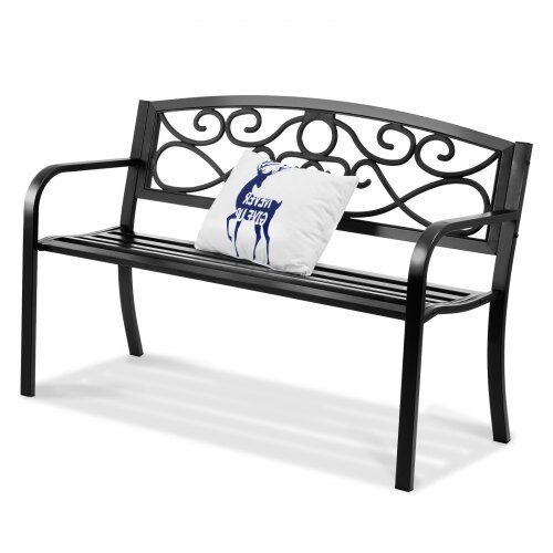 Utomhusbänk, 52,7x127x81,8 cm, Svart, Metall
