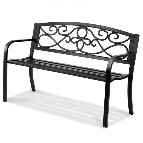 Utomhusbänk, 52,7x127x81,8 cm, Svart, Metall