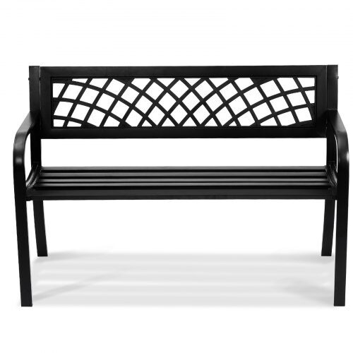 Udendørs bænk, 52,5x116,3x76,2 cm, Sort, Metal