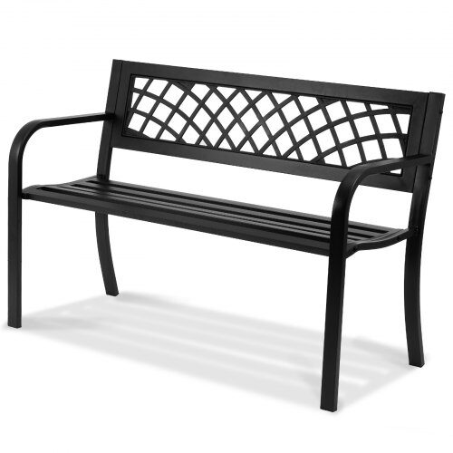 Utomhusbänk, 52.5x116.3x76.2 cm, Svart, Metall