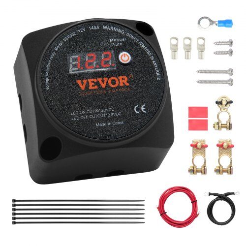 Akkukatkaisijan sarja, kaksois 12V 140A manuaalinen ja automaattinen VSR LCD-näytöllä, 6.8x6.8x5.6 cm, ABS