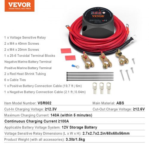Akkukatkaisijan sarja, kaksois 12V 140A manuaalinen ja automaattinen VSR LCD-näytöllä, 6.8x6.8x5.6 cm, ABS