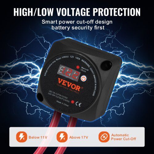 Akkukatkaisijan sarja, kaksois 12V 140A manuaalinen ja automaattinen VSR LCD-näytöllä, 6.8x6.8x5.6 cm, ABS