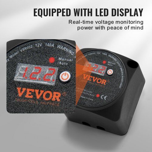 Akkukatkaisijan sarja, kaksois 12V 140A manuaalinen ja automaattinen VSR LCD-näytöllä, 6.8x6.8x5.6 cm, ABS