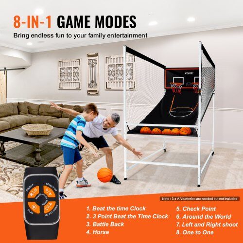 Basketbollsarkadspel, 2286x1219x2133 mm, Svart, Inomhussport