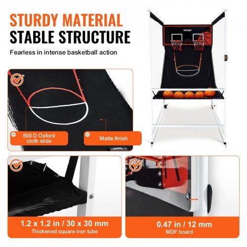 Basketbollsarkadspel, 2286x1219x2133 mm, Svart, Inomhussport