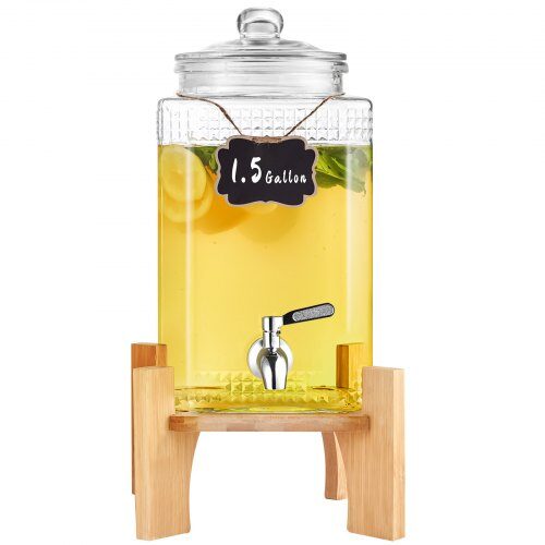 Dryckesdispenser, 21.5x21.5x42.5 cm, Glas, Rostfritt stålkran, med ställning