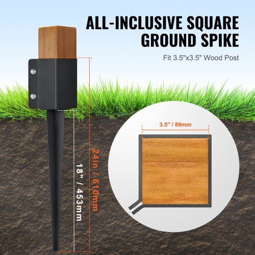 Hegnspostanker, 61x10.2x10.2 cm, Sort, Metal pulverlakeret