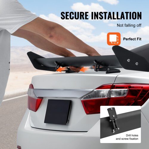 Bilspoiler, GT Wing Single Deck, 110,6x22x13 cm, Sort, Aluminium