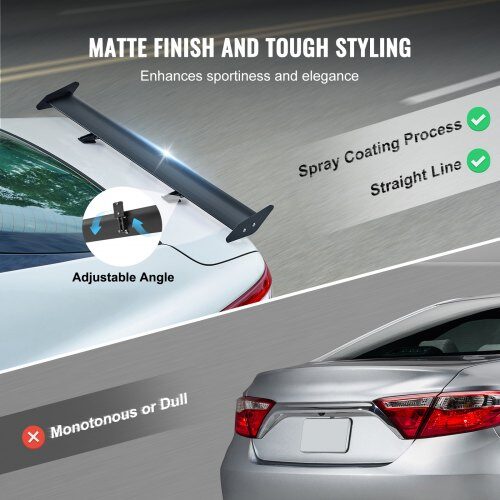 Bilspoiler, GT Wing Single Deck, 110,6x22x13 cm, Sort, Aluminium