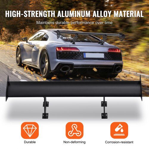 Bagspoiler GT-stil Justerbar 110,6x23x28 cm Sort, Aluminiumlegering