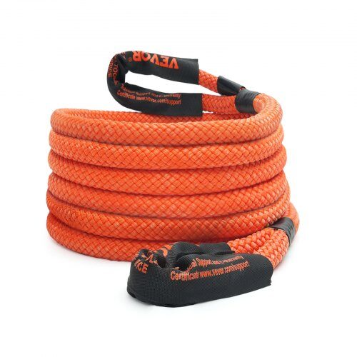 Kinetisk bjærgningsreb, 2.54x610 cm, kraftig nylon, offroad rem