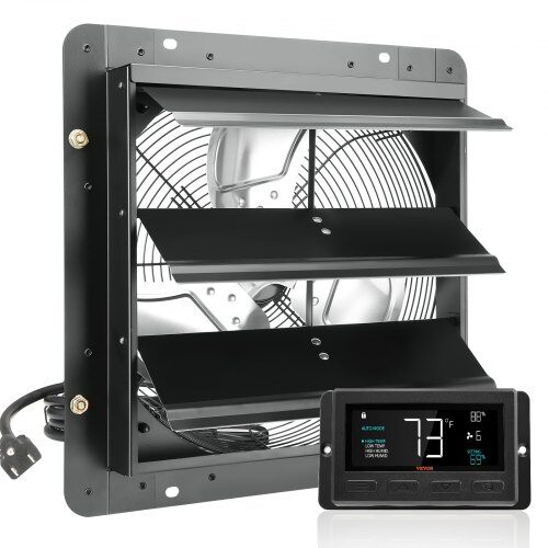 Udsugningsventilator, 43,5x43,5x19 cm, Sort, Metal, Ventilation