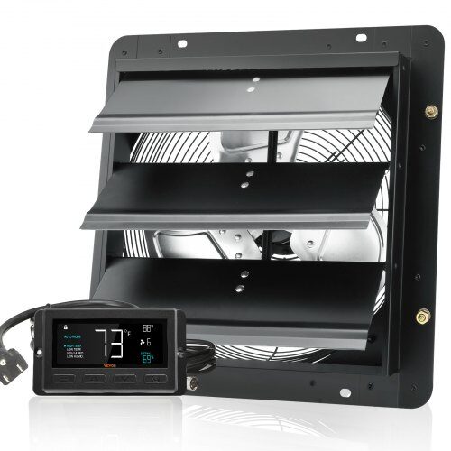 Udsugningsventilator, 43,5x43,5x19 cm, Sort, Metal, Ventilation