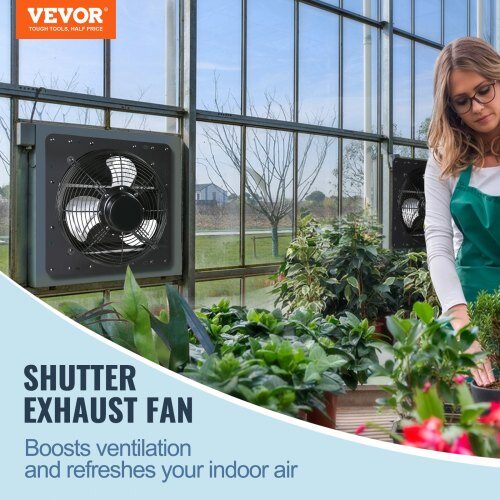 Udsugningsventilator, 43,5x43,5x19 cm, Sort, Metal, Ventilation